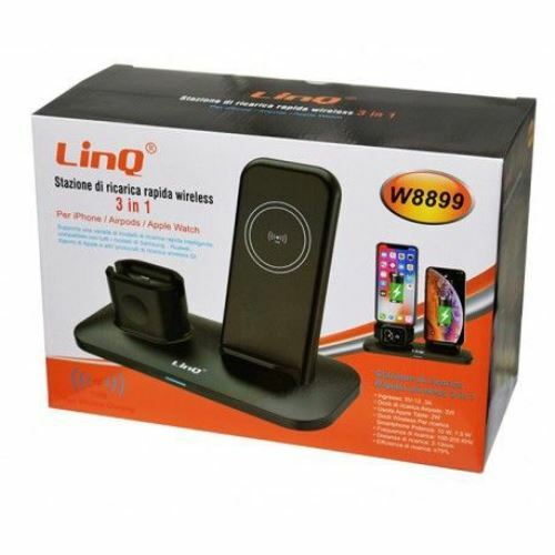 Stazione Di Ricarica Rapida Wireless 3in1 Iphone Apple Watch Linq w8899