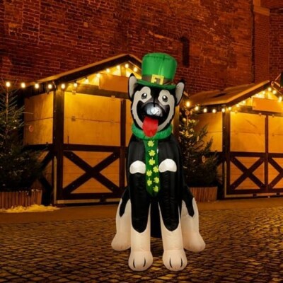 (2 Pack) 5ft St Patrick s Day Inflatable German Shepard