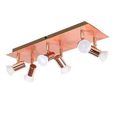 Details About Minisun Modern Rectangular Copper Effect Plate 6 Way Adjustable Ceiling Spotli