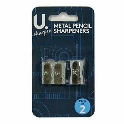 METAL PENCIL SHARPENERS TWIN PACK DOUBLE HOLE  SINGLE HOLE