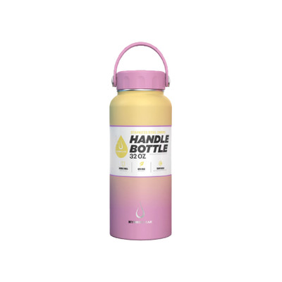 HydroClear 32oz STAINLESS STEEL OMBRE HANDLE CAP - PINK/YELLOW-