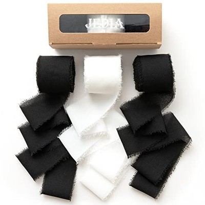 Halloween Ribbon 3 Rolls Black Chiffon Silk Ribbons 1.5'' x 7Yd Ribbon Set for...