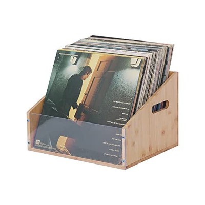 VINYL RECORD HOLDER Storage Display Bamboo Crates Albums Organizer AEEHFENG