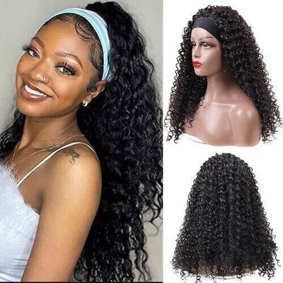 Long Curly Headband Wigs 28inches Water Wave  Kinky Curly Wavy Hair Black Women 