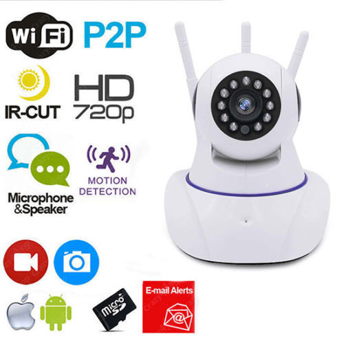 Ip Camera Telecamera 355° Hd Wifi 3 Antenne Motion Sd Videosorveglianza linq