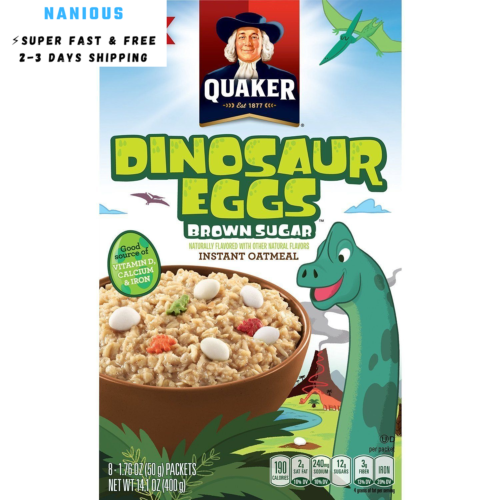 Quaker Dinosaur Eggs! Brown Sugar Instant Oatmeal, 8 1.76 Ounce (Pack of 8)