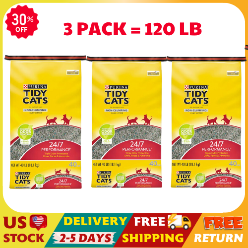 SALE!!! 3 PACK X 40LB, Tidy Cats Non Clumping 24/7 Performan