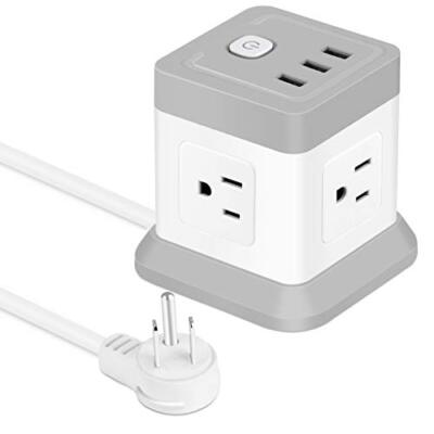 Power Strip With 4 Outlets 3 Usb Ports Cube Extension Cord Flat Plug Small Deskt