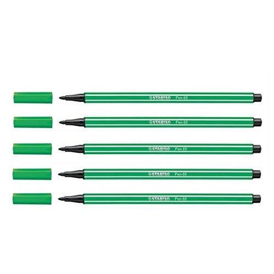 Stabilo Pen 68 Set of 5 Felt Tip Pens Drawing Bullet-tipped Medium 1 mm   Emeral
