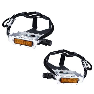 Bike Pedals w/ Toe Clips and Straps 9/16