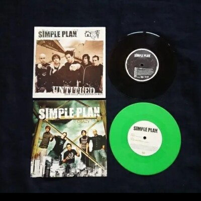 SIMPLE PLAN 7'' VINYL CRAZY GREEN NUMBERED & UNTITLED BLACK 2005 1ST PRESSING 