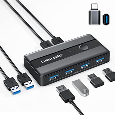 USB 3.0 Switch Selector 2 Computers Sharing 4 USB Devices 4-Port USB Peripher...