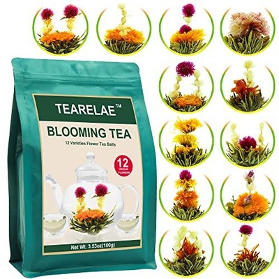 Blooming Tea Flowers - 12pcs Individually Sealed Flowering Tea Balls - Hand-T...