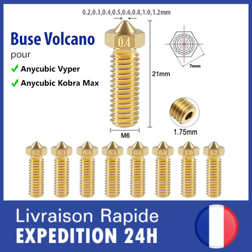 Buse Laiton Volcano Nozzle Pour Anycubic Vyper /Anycubic Kobra Max Imprimante 3d