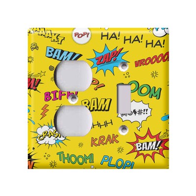 Comic Book Sound Effects in Yellow - Light Switch Covers Home Decor Wall Plate
