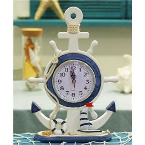 Orologio Da Tavolo In Legno Forma Di Timone Ancora Barca Marina Sea Style moc