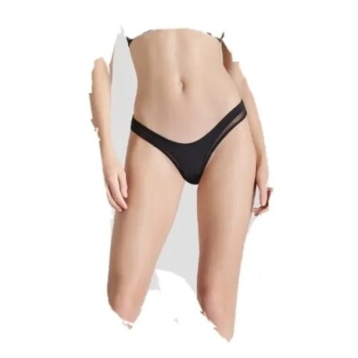 HIGH HIPS THONG - PURE TENTATION US Size 6 Medium Color Black NWT Free Shipping 