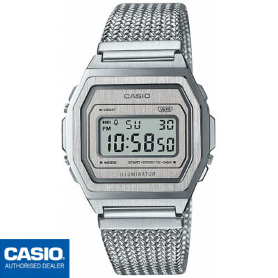 CASIO A1000MA-7EF⎪A1000MA-7⎪Original⎪VINTAGE ICONIC⎪Plata⎪SILVER⎪Milanaise