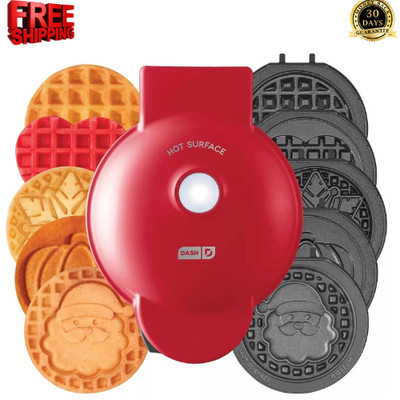 Dash MultiMaker  Mini System Holiday Waffle Maker with 6 Removable Plates