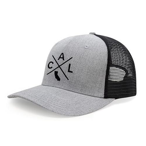 California Cal Hat for Men Women – Snapback Trucker Baseball Cap (Grey/Black)