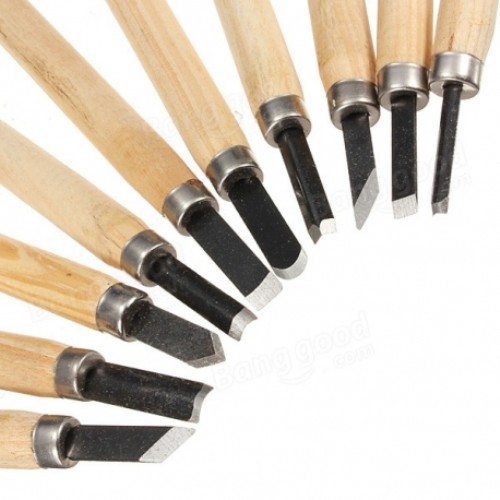 Set 10 Pezzi Scalpelli Mini Sgorbie Con Manico In Legno Acciaio Scultura dfh