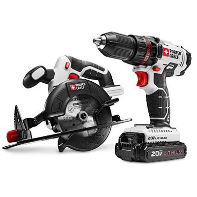 Lithium Ion Cordless Combo Drill Saw Set Of 2 Driver Kit Circular With Case Home