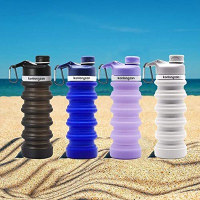 Collapsible Water Bottles 2 Pack Silicone Foldable Water Bottles Travel Water...
