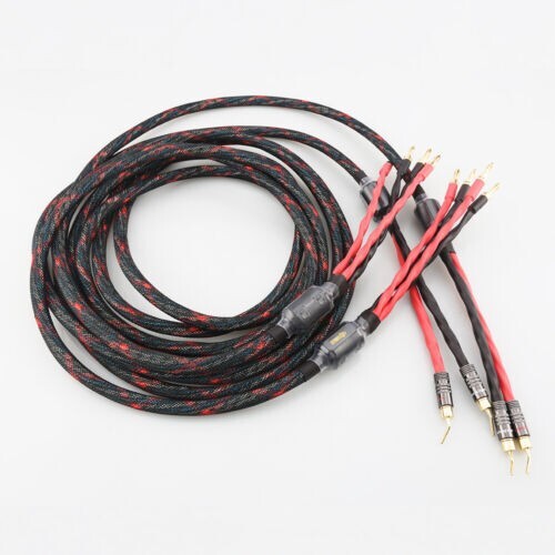 1 Pair HiFi Speaker Cables Equipped With Banana Pin Plug Bi Wire Speaker Cables