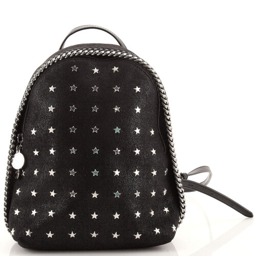 Stella MacCartney Backpack Leather Black Gold 594165 Auth 