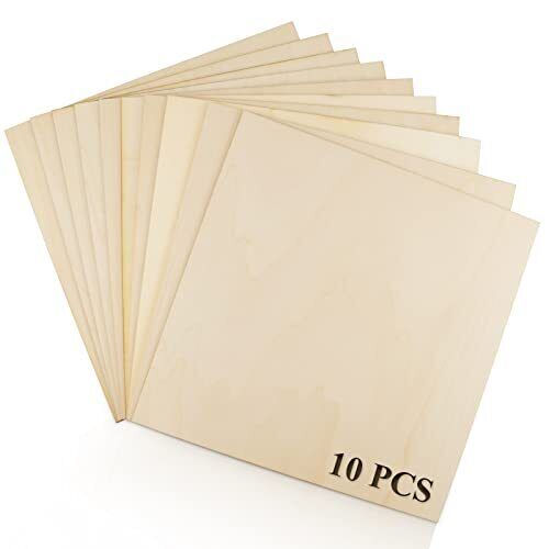 10 PCS 12 x 12 Inch Craft Wood Plywood Board Basswood Sheets Premium Unfinish