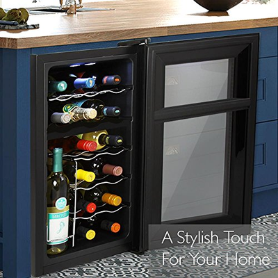 NutriChef PKTEWCDS1802 18 Bottle Dual Zone Thermoelectric Wine Cooler - Red and