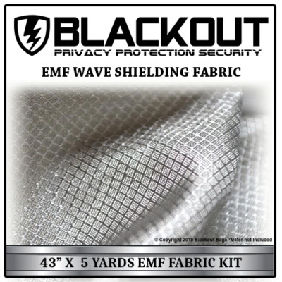 EMF RF RFID FARADAY Cell Block Wave Shielding Fabric 43'' X 5 Yards By BLACKOUT