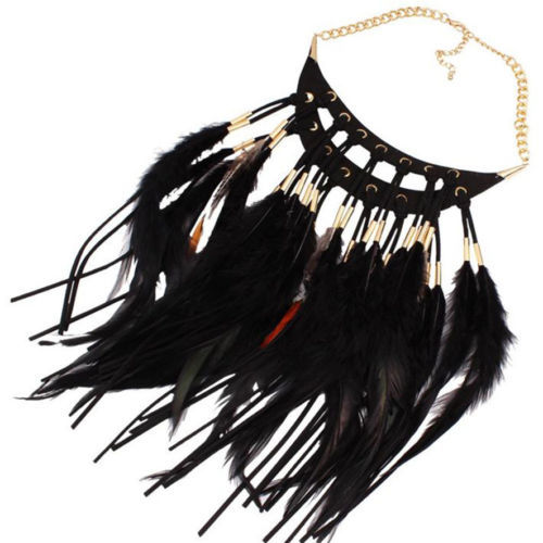 Feather Black Fashion Necklaces & Pendants