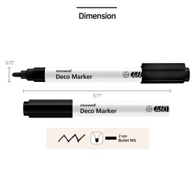 Deco Marker 460 Bullet Tip 2.0mm Water-Based Premium Acrylic Paint Markers fo...
