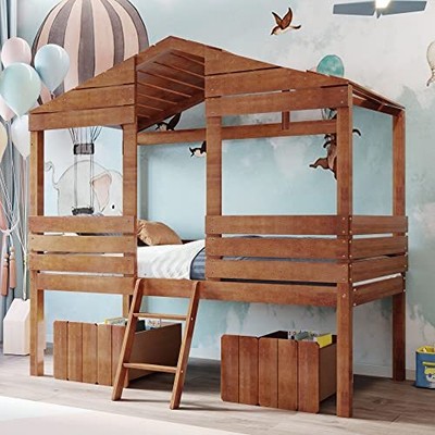 With Drawers And Ladder Low Loft Bunk Bed For