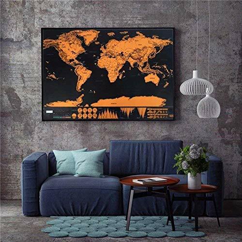 Scratch Off World Map Includes Scratching Tools & 50+ Multi-Colored Pins 32 x 23