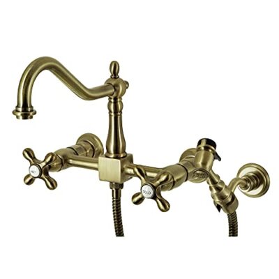 Kingston Brass KS1243AXBS Heritage 8Inch Wall Mount Kitchen Faucet  BrassSprayer