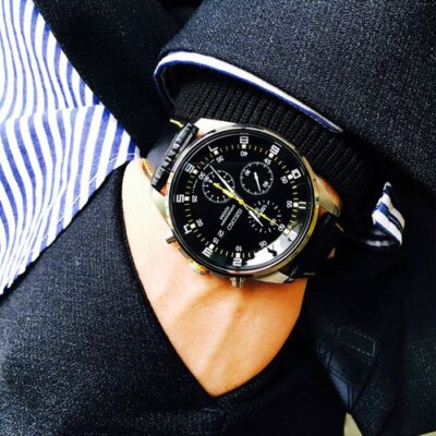 Pre-owned Seiko Quartz Chronograph Sndc89p2 Leather Men's Watch Us3