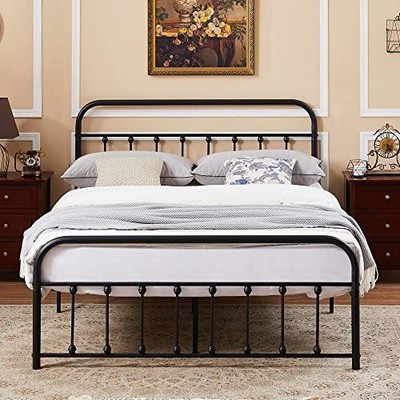 Queen Size Metal Platform With Headboard & Footboard Premium Steel Sla