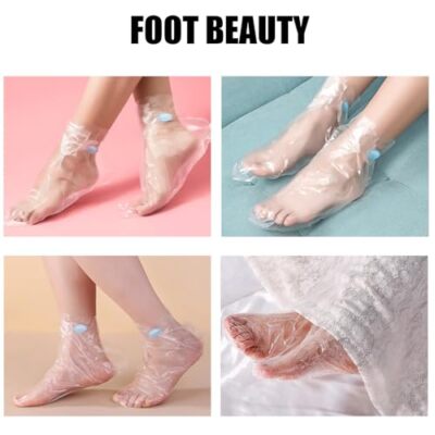 100 Pcs Clear Plastic Disposable Paraffin Bath Liners Foot Sock Covers