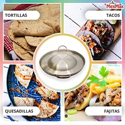 CHAMPS Stainless Steel Convex Comal Bola - Mexican Comal Frying Bowl - Cookin...