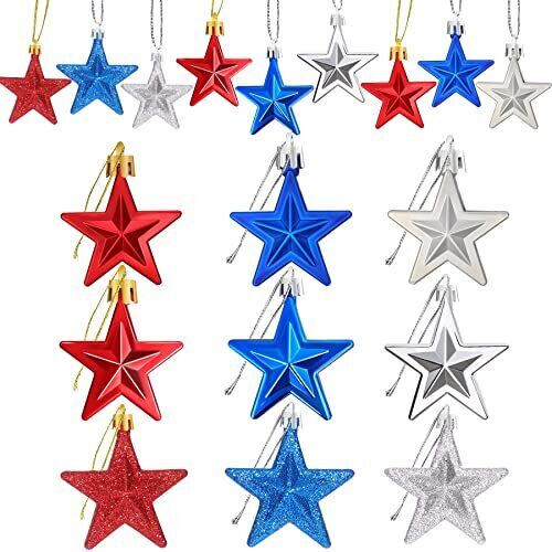 JULMELONPcs Patriotic Star Ornaments Memorial Day Independence single size 36