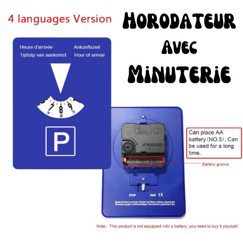 Disque Stationnement Zone Bleue Parking Minuterie Automatique Voiture Pile Aa