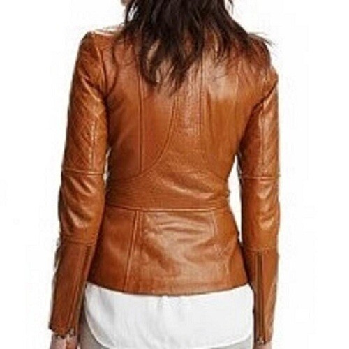 ZAFY LEATHER DAMEN HELLBRAUN LEDER JACKE ORIGINAL WEICHES LAMMLEDER VINTAGE SLIM FIT ZL186
