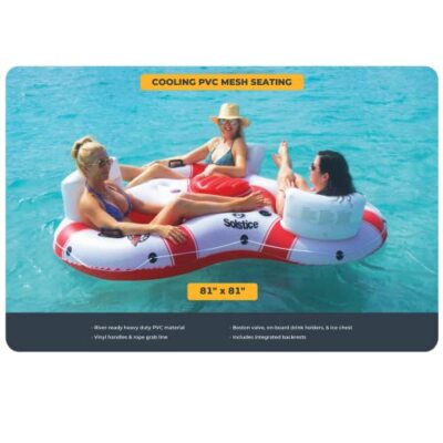 Super Chill Inflatable River Raft Float Tube 3 Person With Cupholders, Cooler...