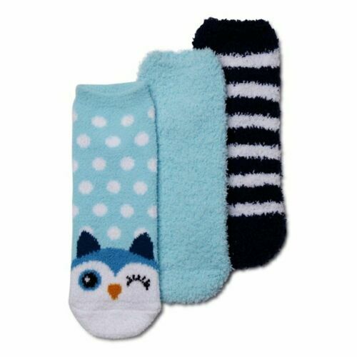 Secret Treasures Pack of 3 Low Cut Cozy Fuzzy Socks-Size 4-10-Blue Owl-NEW