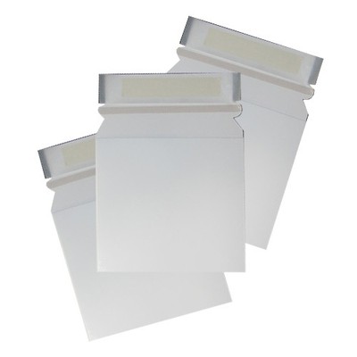 50 White Rigid Disc Cardboard Mailer 6 3/8 x 6 Inch CD DVD Media Flap & Seal