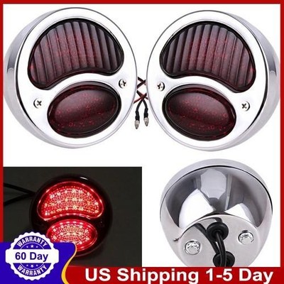 2x Chrome LED Custom Rat Street Rod Tail Lights w/ Turn Signals Ford Model A