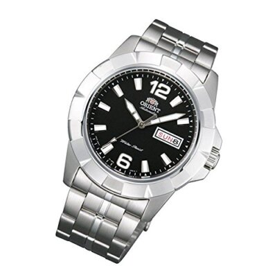 Pre-owned Orient Automatic Men's Watch Fem7l004b9 Black Dial Silver Link Bracelet