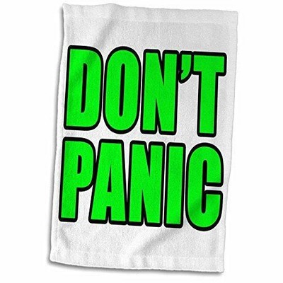 3D Rose Don't Panic Hand Towel, 15" x 22", Green